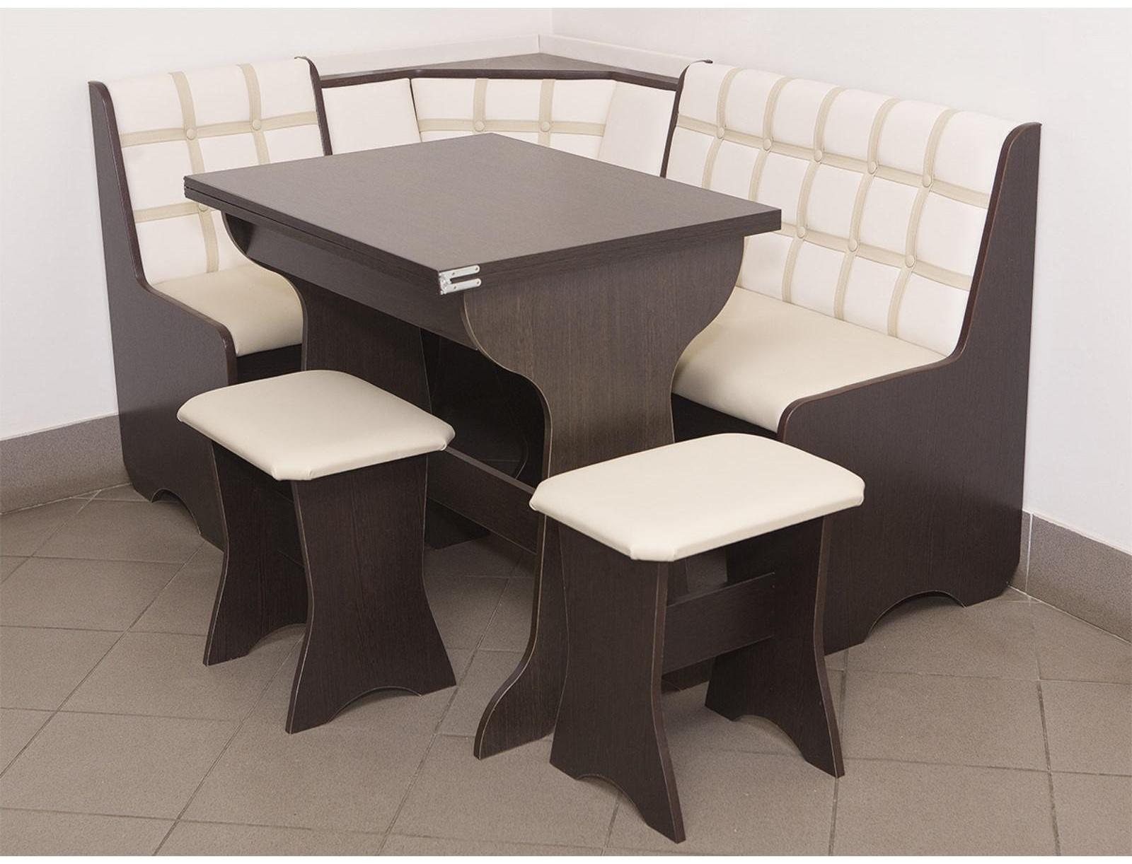 Кухонный уголок КУ-19, Л 3, 1450х1050х830, Венге/Белый/Бежевый