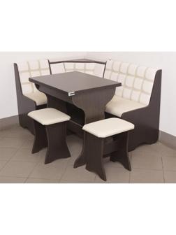 Кухонный уголок КУ-19, Л 3, 1450х1050х830, Венге/Белый/Бежевый