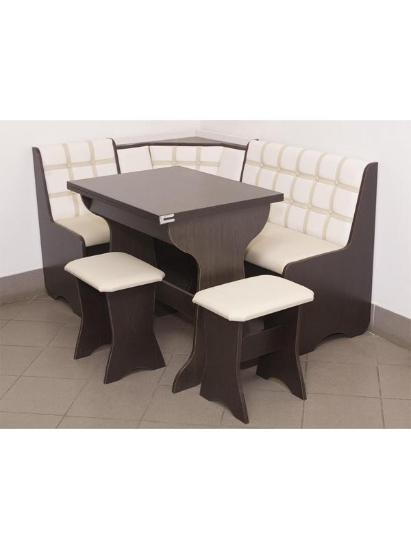 Кухонный уголок КУ-19, Л 3, 1450х1050х830, Венге/Белый/Бежевый