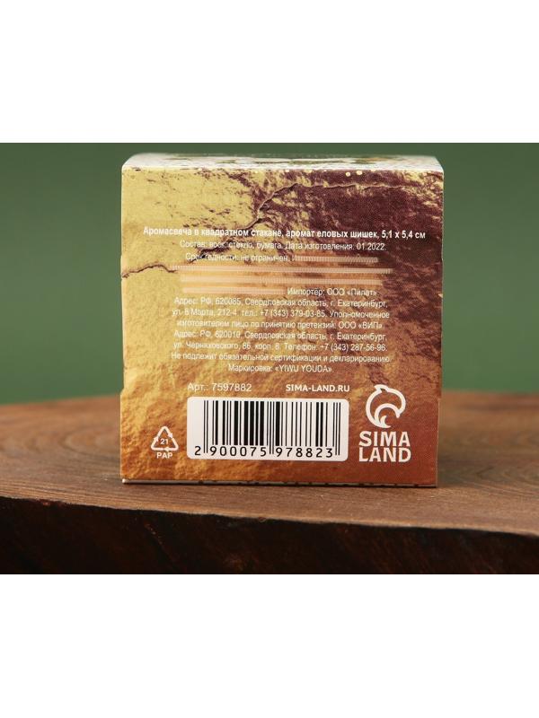 Новогодняя свеча в стакане «Время чудес  и волшебства», аромат еловые шишки