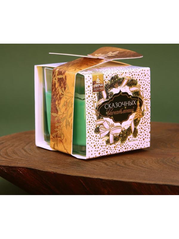 Новогодняя свеча в стакане «Время чудес  и волшебства», аромат еловые шишки