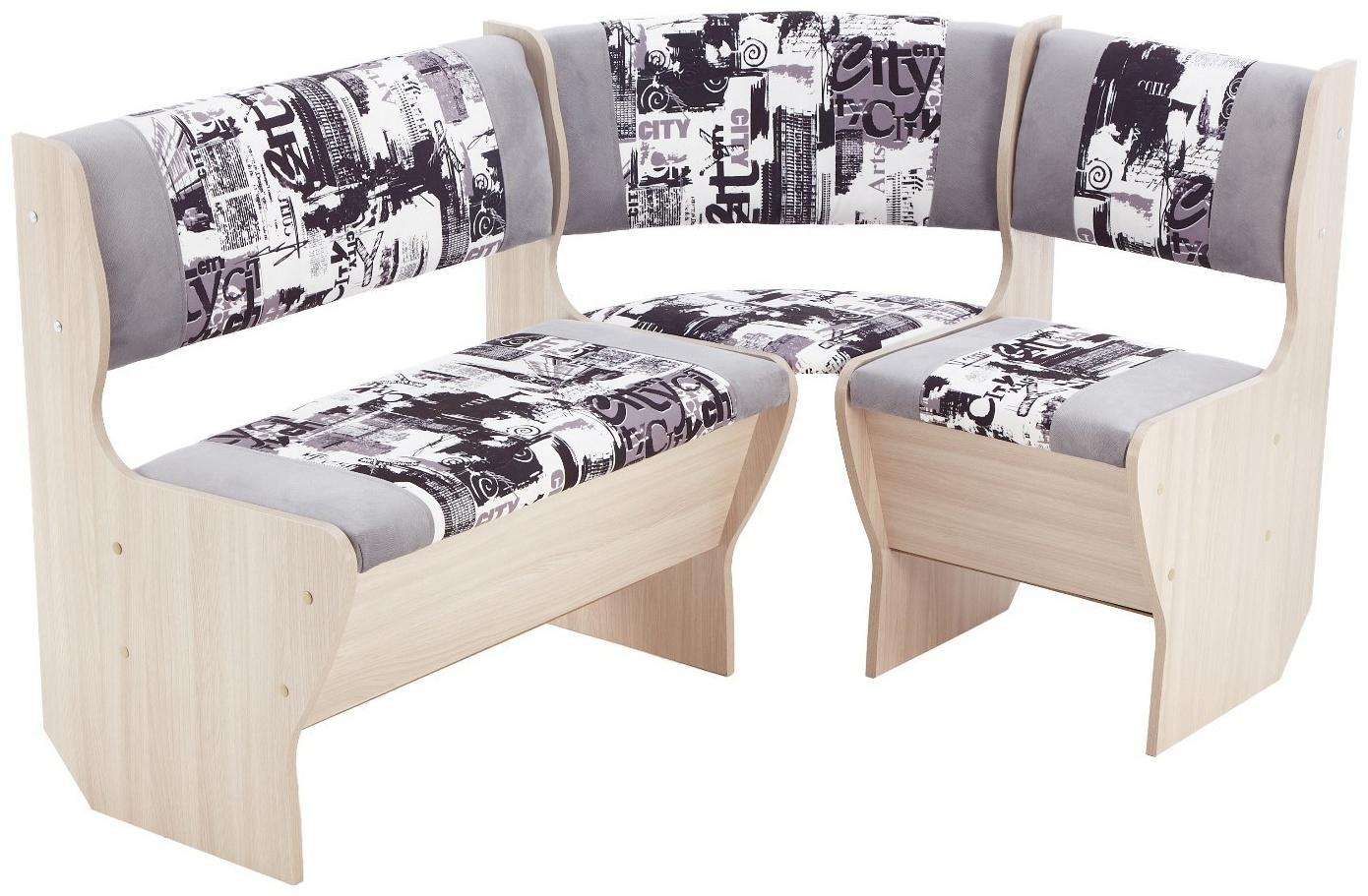 Кухонный уголок УС А-5/3, 1350х980х800, Ясень шимо светлый/Форест 09/Сити