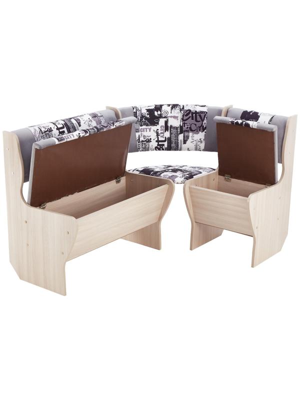 Кухонный уголок УС А-5/3, 1350х980х800, Ясень шимо светлый/Форест 09/Сити