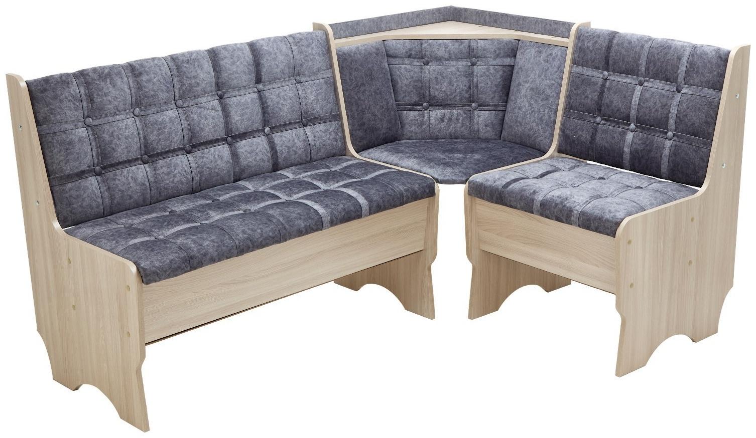 Кухонный уголок А-17, 1180х1620х820, Ясень шимо светлый/Серый велюр