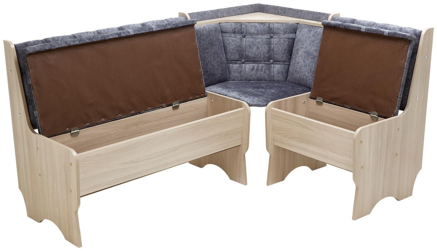 Кухонный уголок А-17, 1180х1620х820, Ясень шимо светлый/Серый велюр