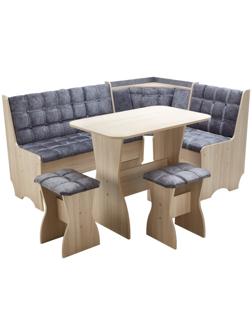 Кухонный уголок А-17, 1180х1620х820, Ясень шимо светлый/Серый велюр