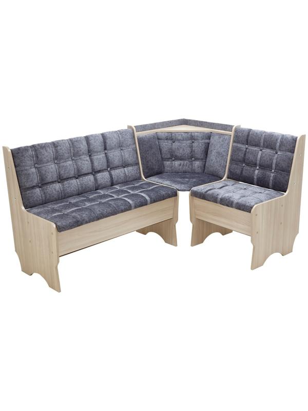 Кухонный уголок А-17, 1180х1620х820, Ясень шимо светлый/Серый велюр