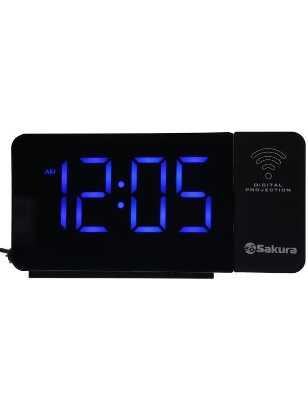 Часы-будильник Sakura SA-8522, проекторные, будильник, радио, 1хCR2032, черные