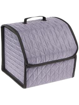 Органайзер саквояж в багажник автомобиля Cartage, оксфорд стеганый, 33 см, серый
