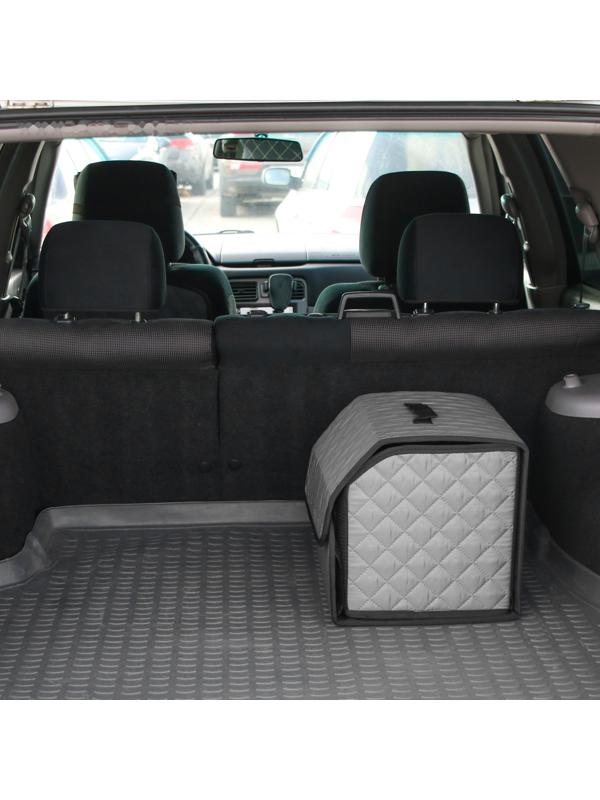 Органайзер саквояж в багажник автомобиля Cartage, оксфорд стеганый, 33 см, серый