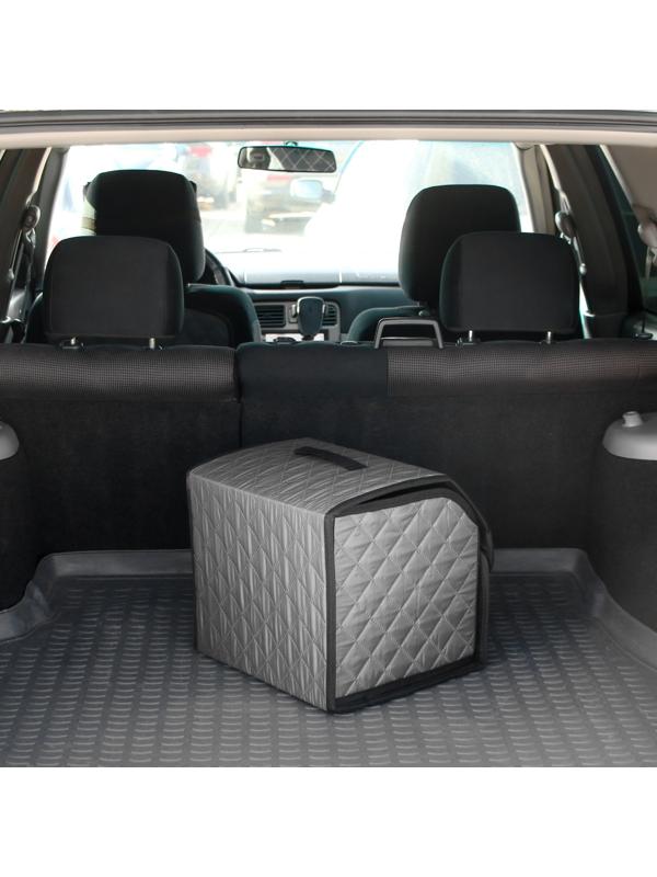 Органайзер саквояж в багажник автомобиля Cartage, оксфорд стеганый, 33 см, серый