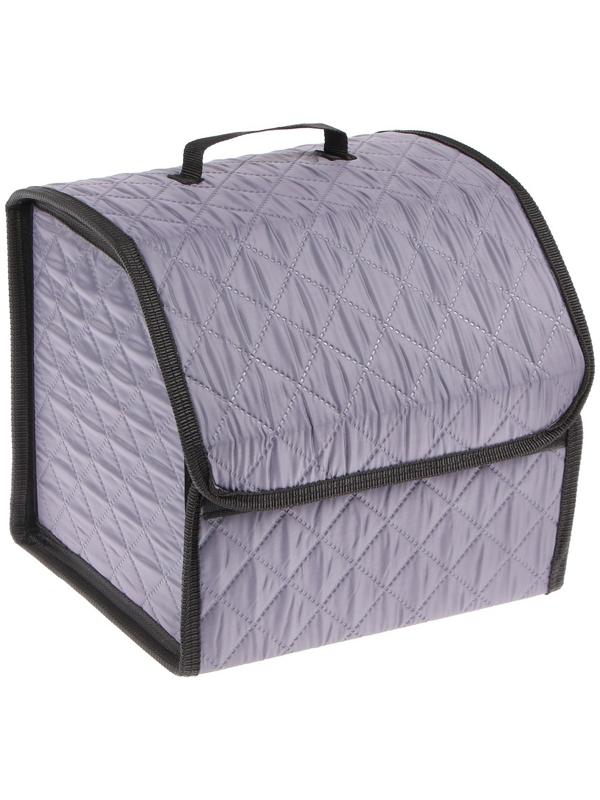 Органайзер саквояж в багажник автомобиля Cartage, оксфорд стеганый, 33 см, серый