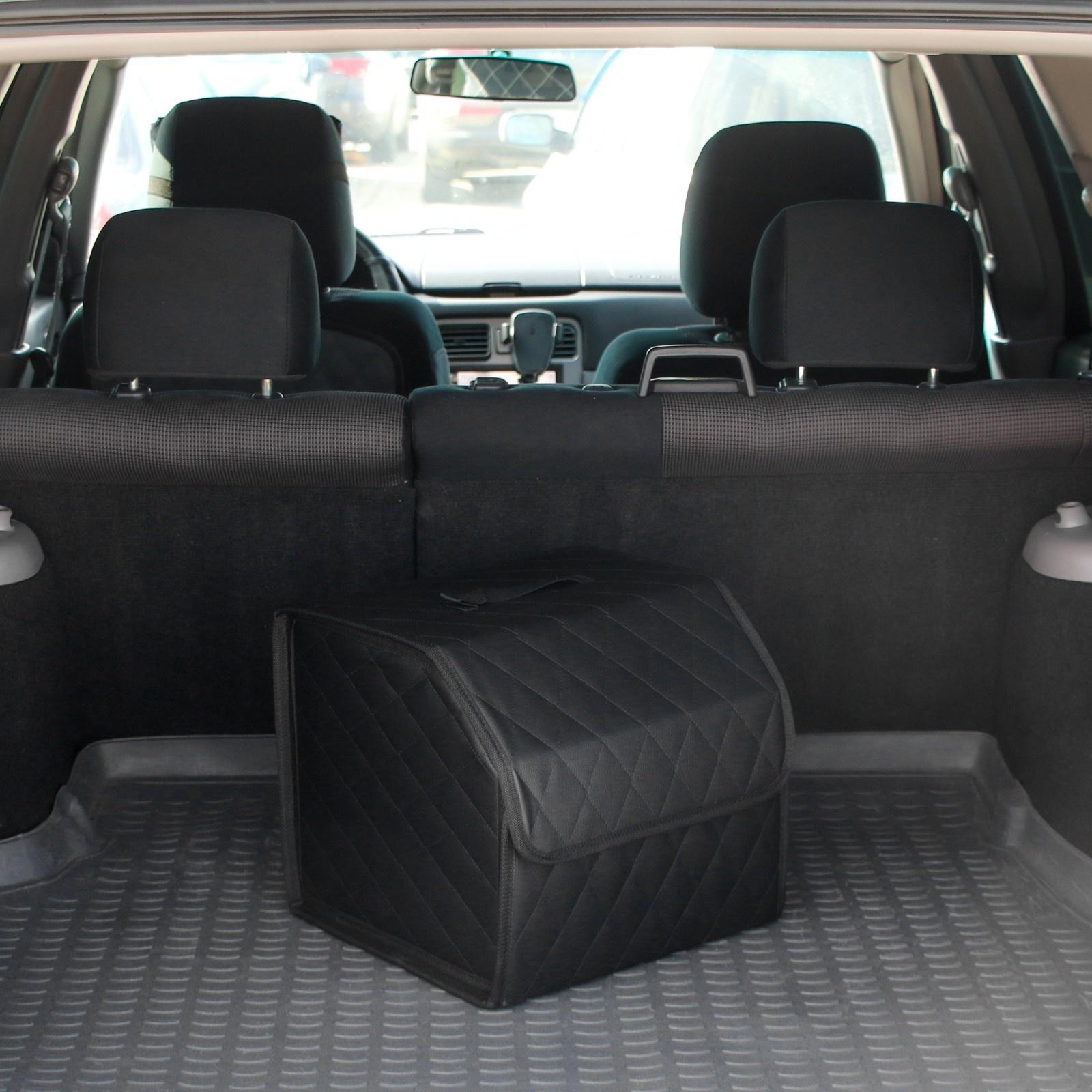 Органайзер саквояж в багажник автомобиля Cartage, экокожа стеганая, 33 см, черный