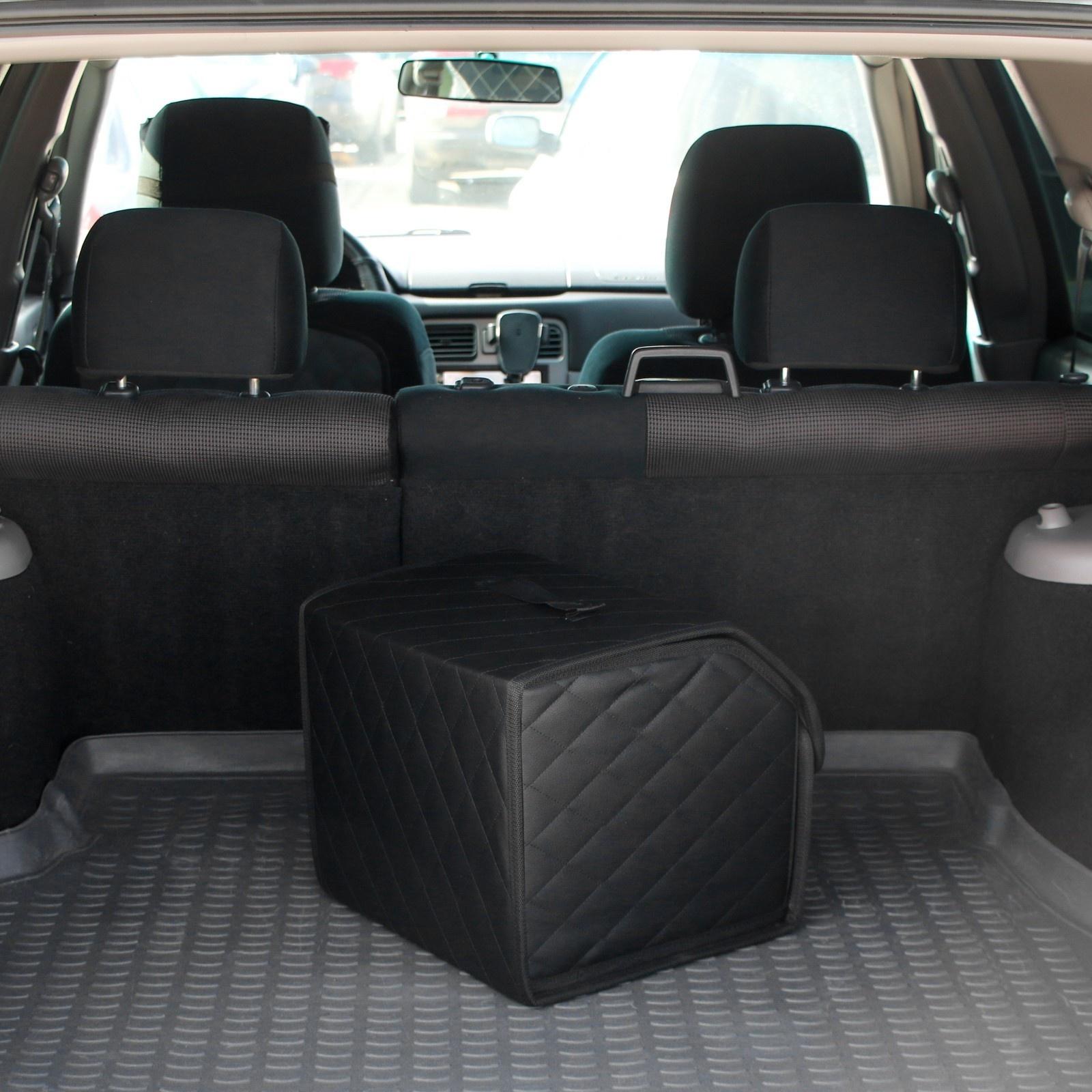 Органайзер саквояж в багажник автомобиля Cartage, экокожа стеганая, 33 см, черный