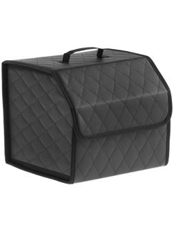 Органайзер саквояж в багажник автомобиля Cartage, экокожа стеганая, 33 см, черный