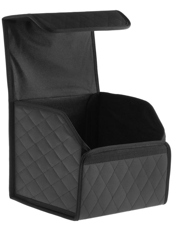 Органайзер саквояж в багажник автомобиля Cartage, экокожа стеганая, 33 см, черный