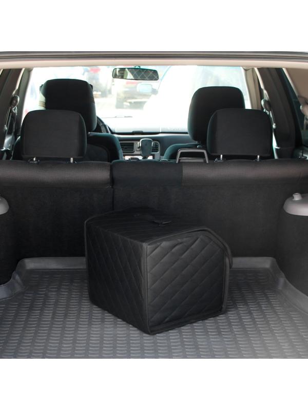 Органайзер саквояж в багажник автомобиля Cartage, экокожа стеганая, 33 см, черный