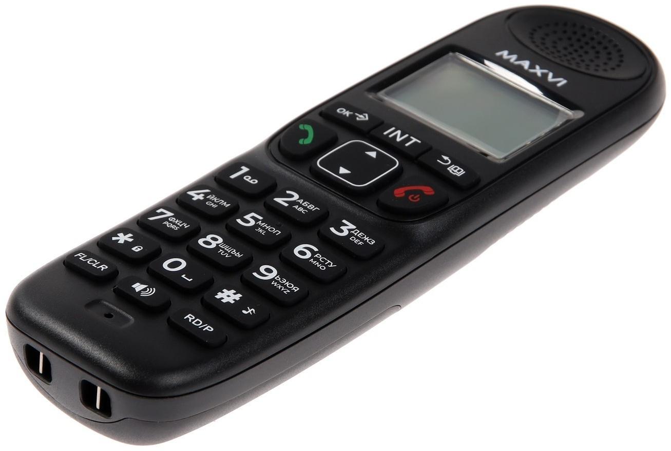 Радиотелефон DECT Maxvi AM-01, Caller ID, интерком, спикерофон, АОН, конференц-связь, черный