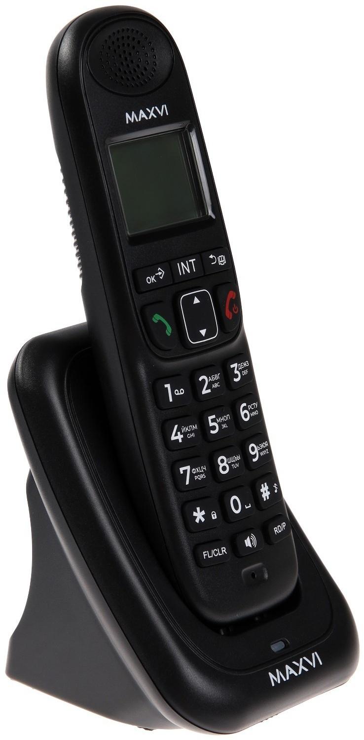 Радиотелефон DECT Maxvi AM-01, Caller ID, интерком, спикерофон, АОН, конференц-связь, черный
