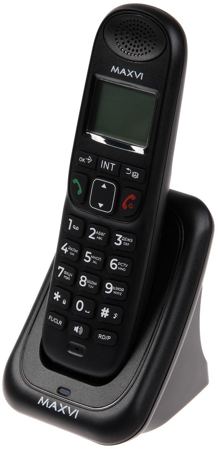 Радиотелефон DECT Maxvi AM-01, Caller ID, интерком, спикерофон, АОН, конференц-связь, черный