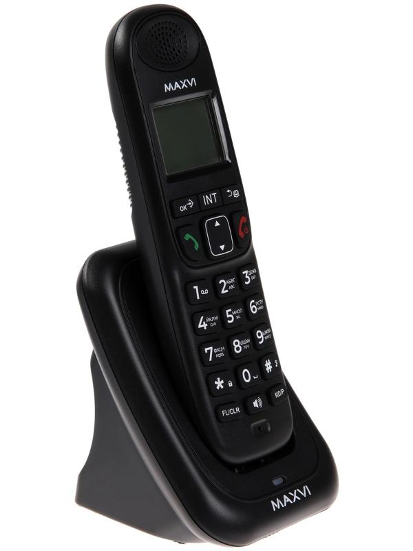 Радиотелефон DECT Maxvi AM-01, Caller ID, интерком, спикерофон, АОН, конференц-связь, черный