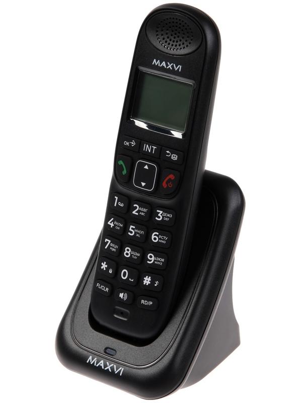 Радиотелефон DECT Maxvi AM-01, Caller ID, интерком, спикерофон, АОН, конференц-связь, черный