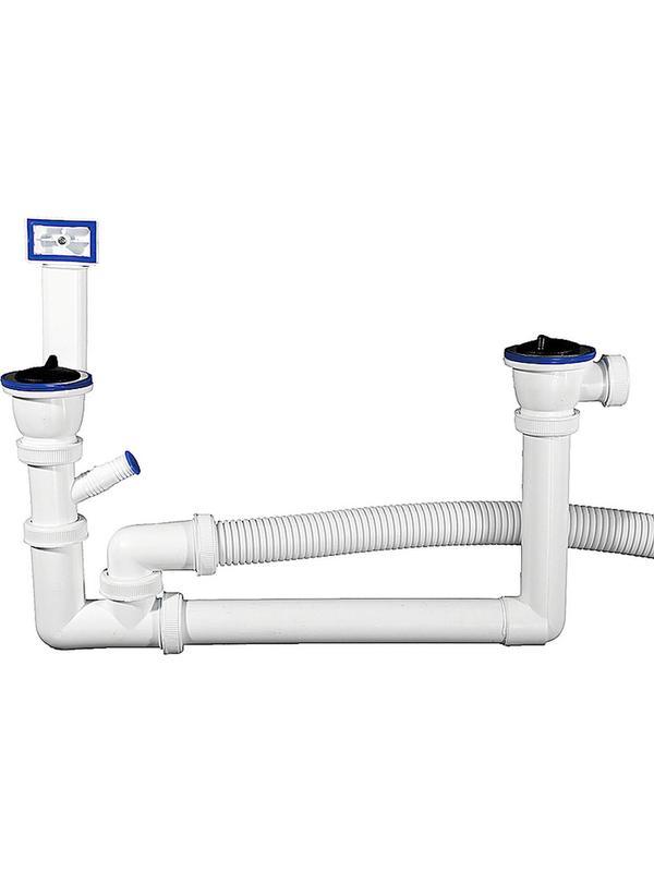 ЗУБР вход 1 1/2″, выход 40 мм, колбовый сифон для двухместной мойки (51867-2)