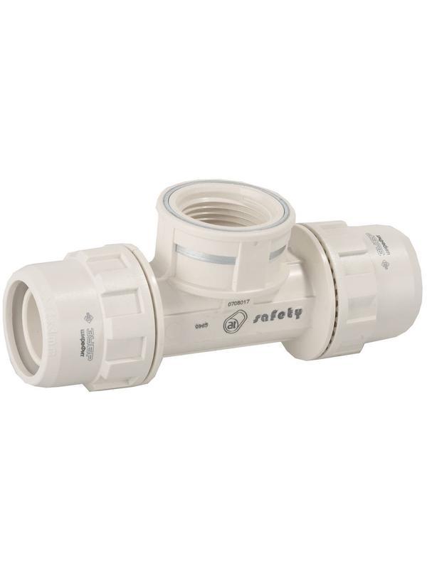 ЗУБР ШиреФит, штуцер с гайкой - внутренняя резьба - штуцер с гайкой, 16 мм - 1/2″ - 16 мм, переходной тройник (51502-16-1/2-16)