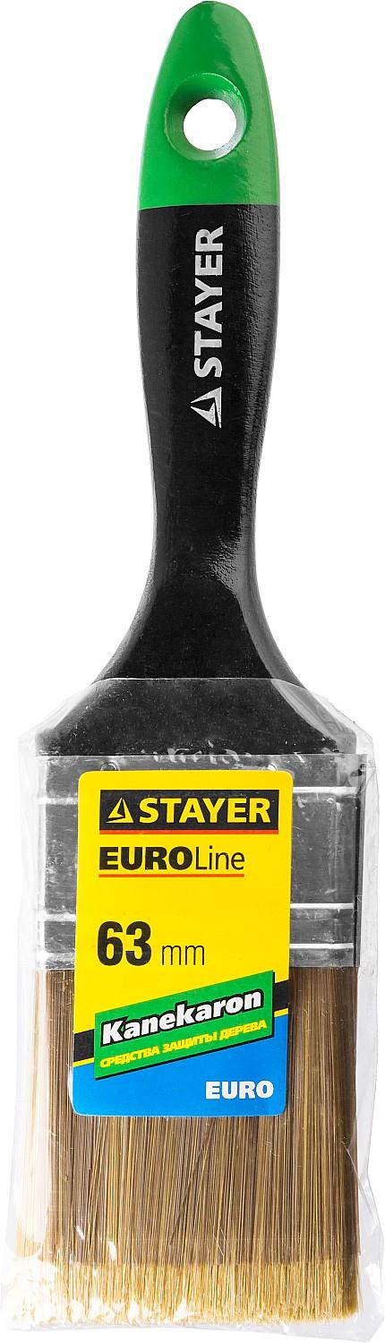 Малярная кисть STAYER UNIVERSAL-ARTEX, 63 мм, 2.5″, искусственная щетина, деревянная ручка, для высокотекучих ЛКМ, плоская кисть (0106-063)