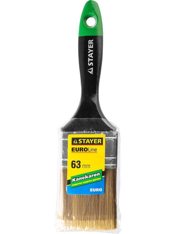 Малярная кисть STAYER UNIVERSAL-ARTEX, 63 мм, 2.5″, искусственная щетина, деревянная ручка, для высокотекучих ЛКМ, плоская кисть (0106-063)