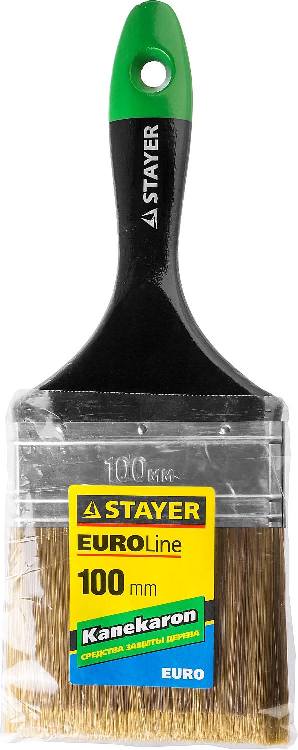 Малярная кисть STAYER UNIVERSAL-ARTEX, 100 мм, 4″, искусственная щетина, деревянная ручка, для высокотекучих ЛКМ, плоская кисть (0106-100)