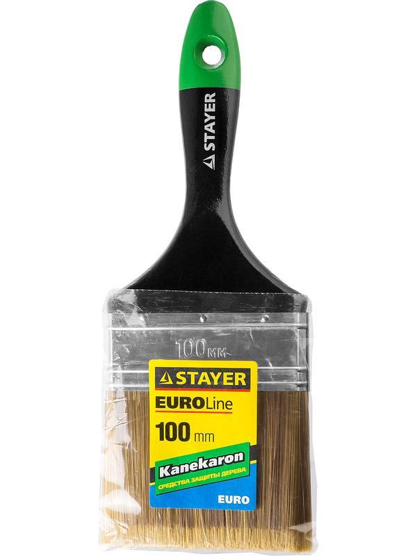 Малярная кисть STAYER UNIVERSAL-ARTEX, 100 мм, 4″, искусственная щетина, деревянная ручка, для высокотекучих ЛКМ, плоская кисть (0106-100)