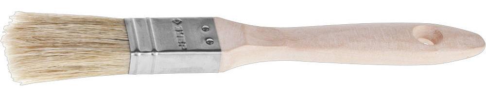 Малярная кисть ЗУБР УНИВЕРСАЛ, 25 мм, 1″, светлая натуральная щетина, деревянная ручка, все виды ЛКМ, плоская кисть (01005-025)
