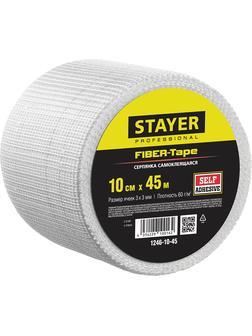 STAYER FIBER-Tape, 10 см х 45 м, 3 х 3 мм, самоклеящаяся серпянка, Professional (1246-10-45)