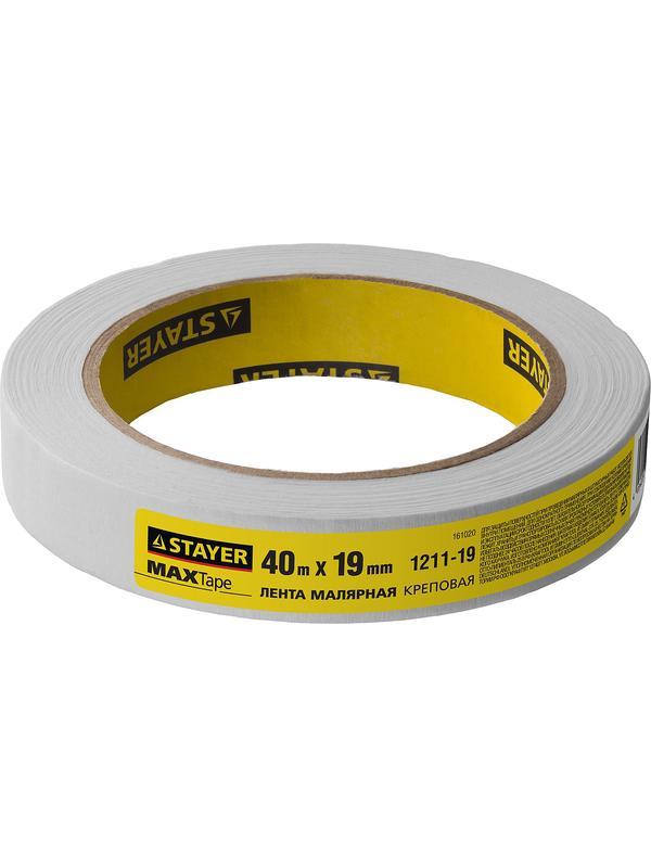 STAYER MAXTape, 19 мм х 40 м, креповый, малярный скотч (1211-19)