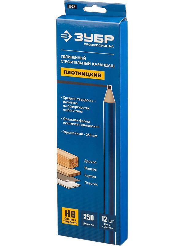 ЗУБР П-СК HB, 250 мм, удлиненный строительный карандаш плотника, Профессионал (06307)
