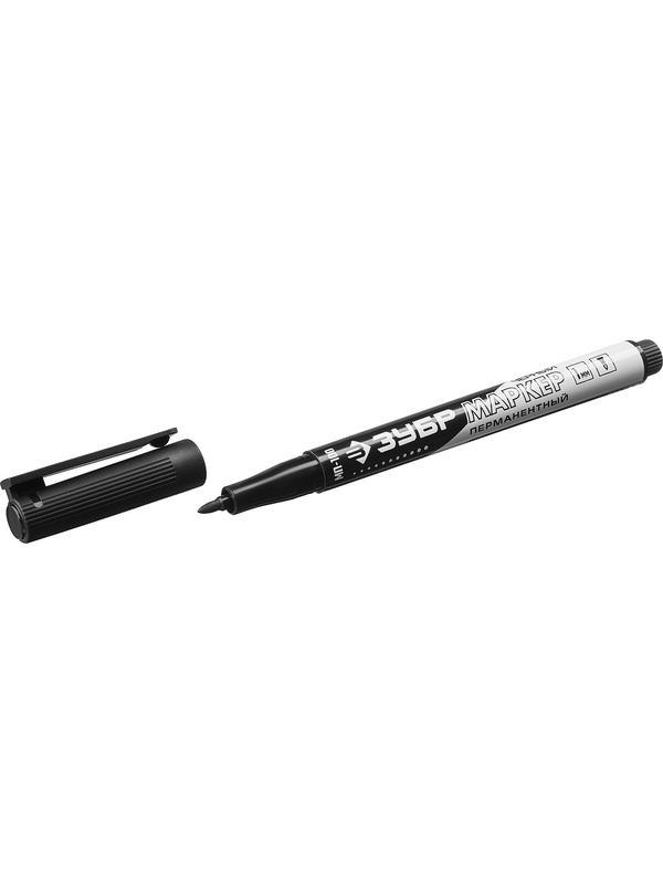 ЗУБР МП-100, 1 мм, заостренный, черный, перманентный маркер, Профессионал (06320-2)