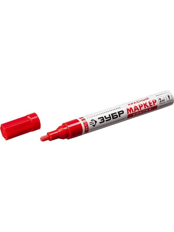 ЗУБР 2 - 4 мм, круглый, красный, маркер-краска, Профессионал (06325-3)