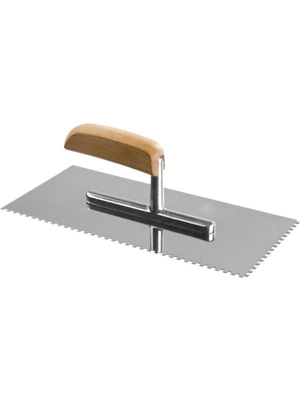 ЗУБР 130 х 280 мм, 4 х 4 мм, зубчатая, нержавеющая, штукатурная гладилка, Профессионал (0806-04)