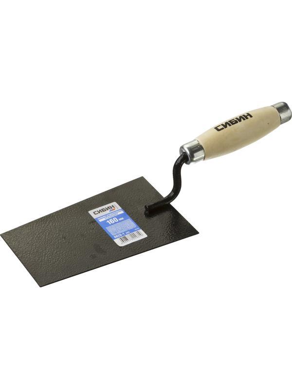 СИБИН 175 х 110 х 90 мм, деревянная ручка, стальная, кельма отделочника (0820-1)