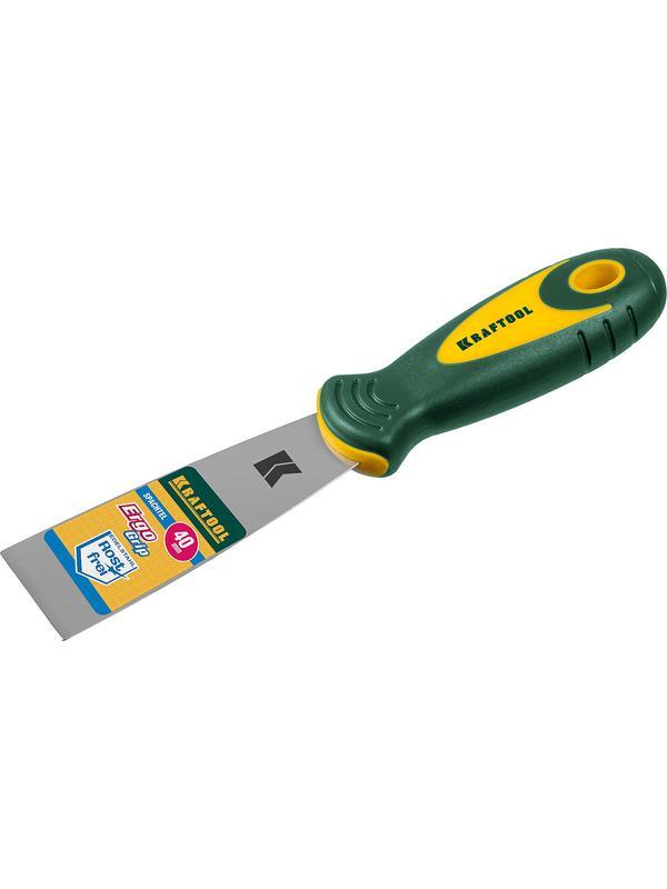 KRAFTOOL 40 мм, х-образное профилированное полотно, двухкомпонентная ручка, нержавеющий, шпатель (10035-040)