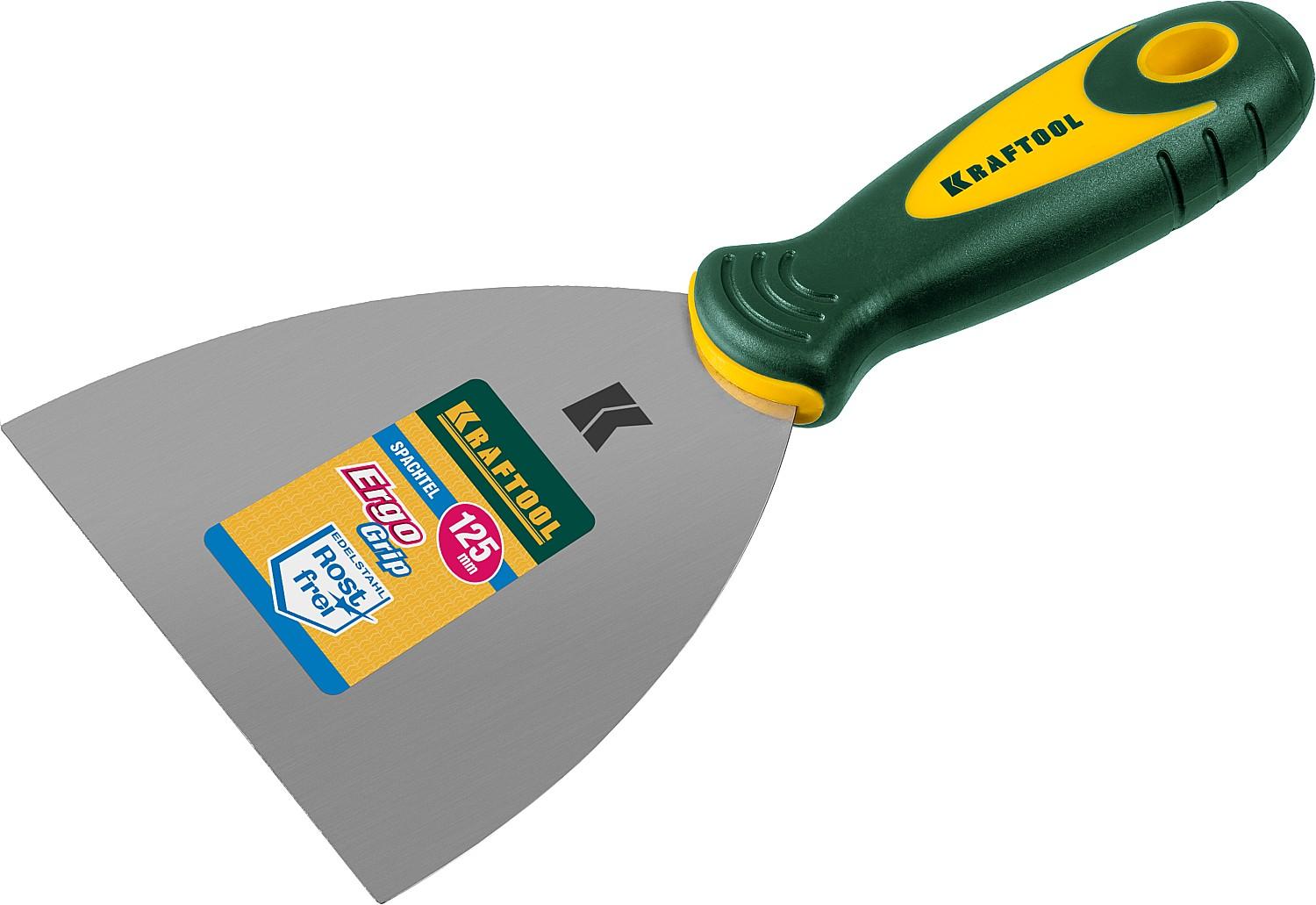 KRAFTOOL 125 мм, х-образное профилированное полотно, двухкомпонентная ручка, нержавеющий, шпатель (10035-125)