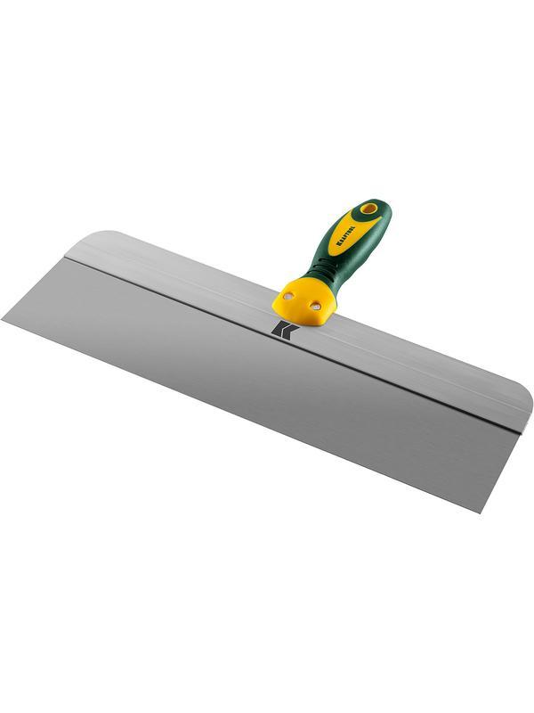 KRAFTOOL 400 мм, широкое полотно, алюминиевая направляющая, двухкомпонентная ручка, нержавеющий, фасадный шпатель (10036-400)