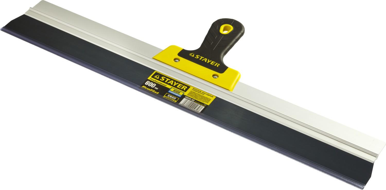 STAYER PROFlat, 600 мм, усиленная алюминиевая направляющая, двухкомпонентная ручка, анодированный, фасадный шпатель, Professional (10045-60)