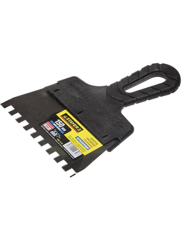 STAYER PROFlat, 150 мм, зуб 8 х 8 мм, пластиковая ручка, зубчатый, нержавеющий, фасадный шпатель, Professional (1009-15-08)