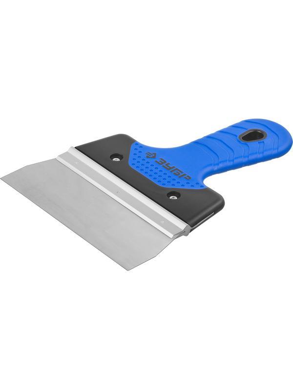 ЗУБР 150 мм, усиленная алюминиевая направляющая, двухкомпонентная ручка, нержавеющий, фасадный шпатель, Профессионал (10049-15)