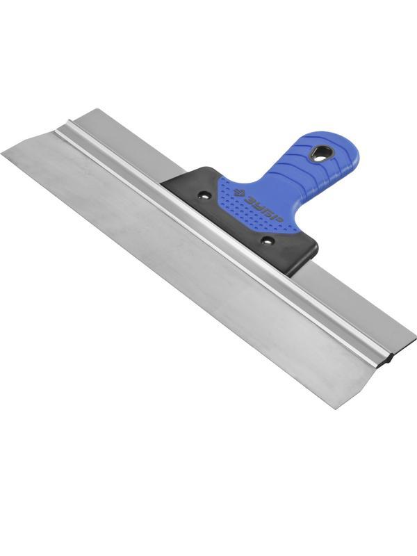 ЗУБР 350 мм, усиленная алюминиевая направляющая, двухкомпонентная ручка, нержавеющий, фасадный шпатель, Профессионал (10049-35)