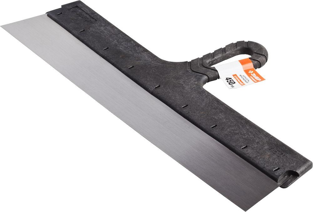 ЗУБР 450 мм, пластиковая ручка, стальной, фасадный шпатель (10052-45)