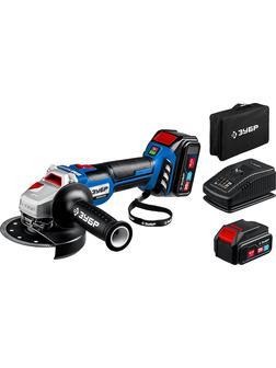 ЗУБР Т7, 20 В, 125 мм, 2 АКБ (4 А·ч), бесщеточная УШМ, сумка, Профессионал (AB-125-42)