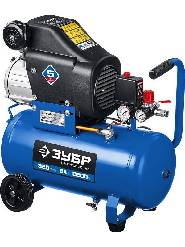 ЗУБР 320 л/мин, 24 л, 2200 Вт, масляный компрессор, Профессионал (КПМ-320-24)